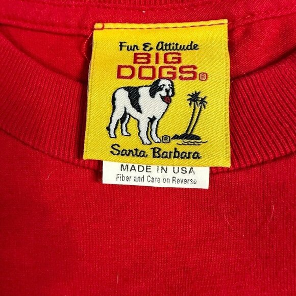 Big Dogs T-shirt S Red Vintage Made in USA 1996 Santa Paws Christmas - Picture 3 of 8